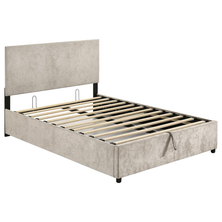 Reeves Upholstered Full Lift-Top Storage Platform Bed Beige