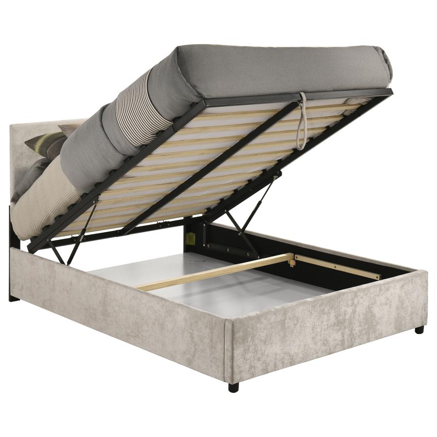 Reeves Upholstered Full Lift-Top Storage Platform Bed Beige