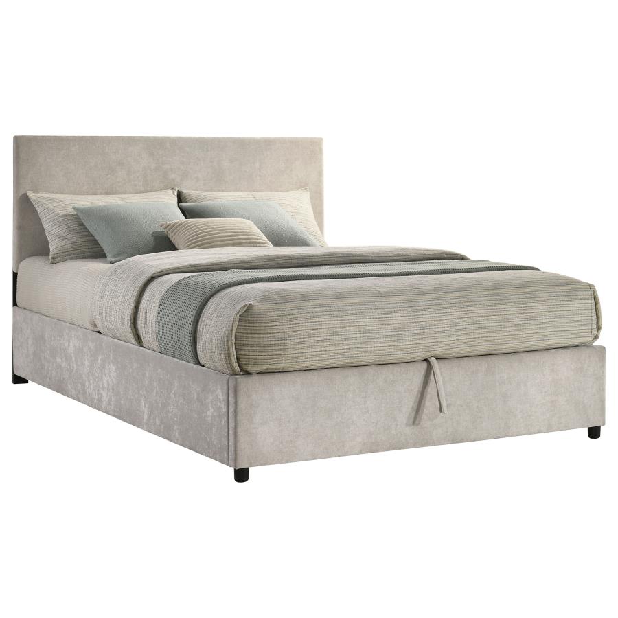 Reeves Upholstered Queen Lift-Top Storage Platform Bed Beige