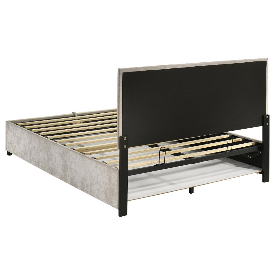 Reeves Upholstered Queen Lift-Top Storage Platform Bed Beige