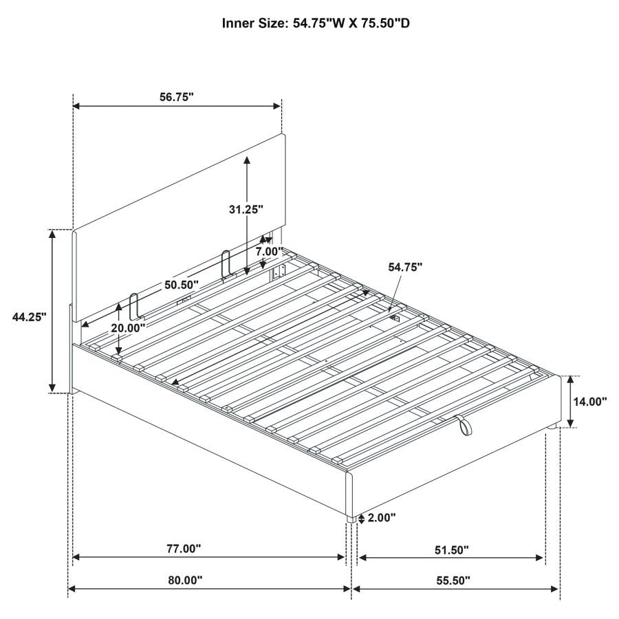 Reeves Upholstered Full Lift-Top Storage Platform Bed Grey