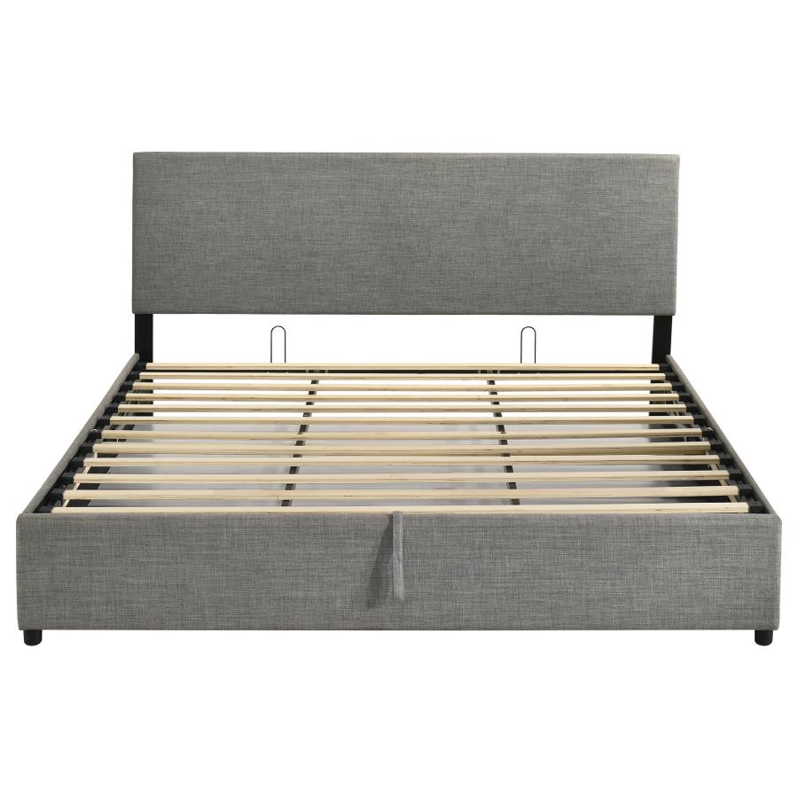 Reeves Upholstered Eastern King Lift-Top Storage Platform Bed Grey
