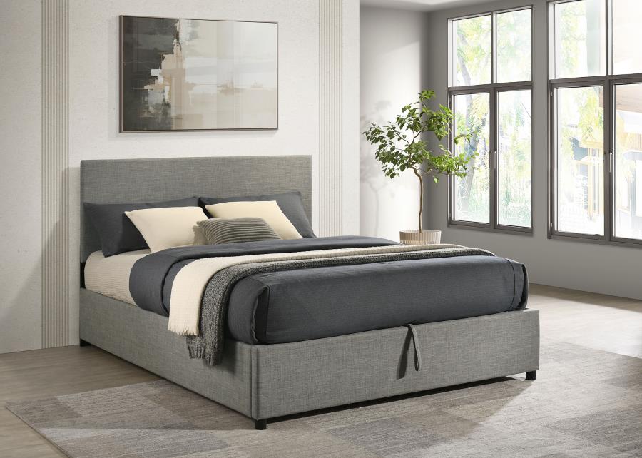 Reeves Upholstered Queen Lift-Top Storage Platform Bed Grey