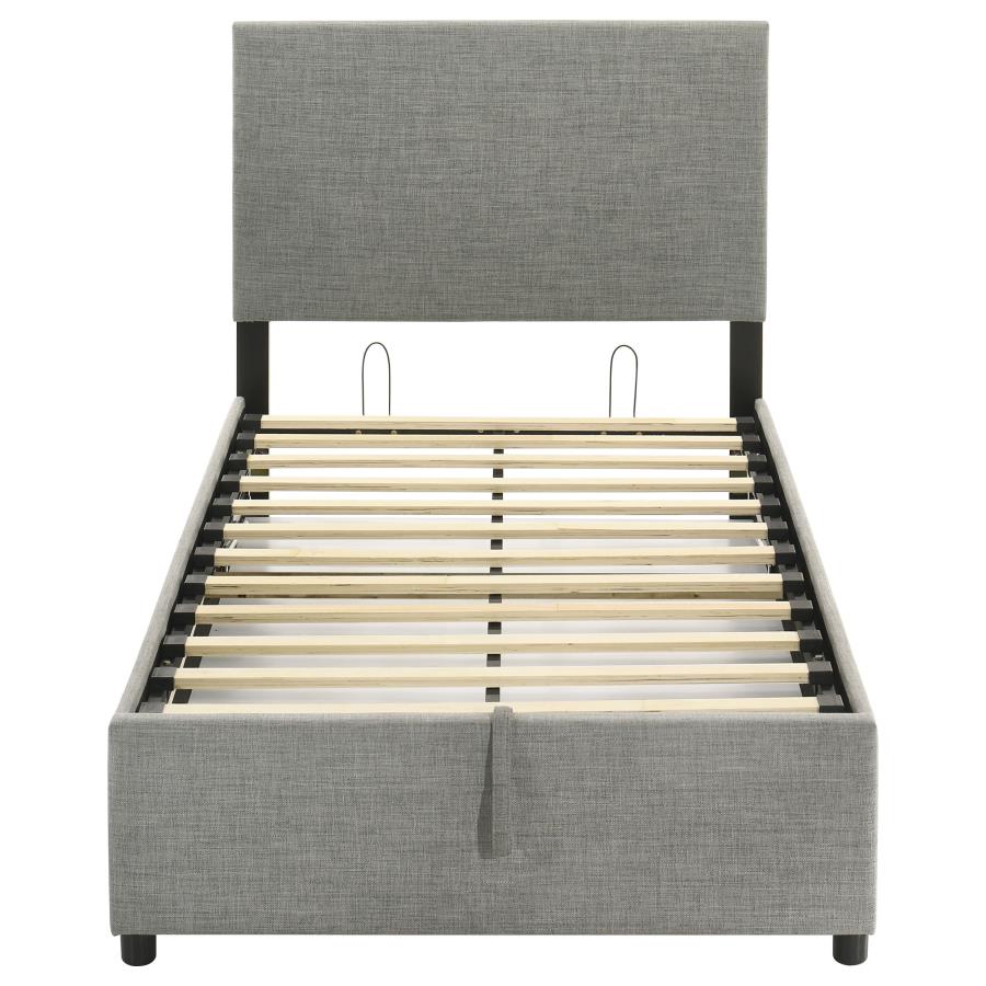 Reeves Upholstered Twin Lift-Top Storage Platform Bed Grey