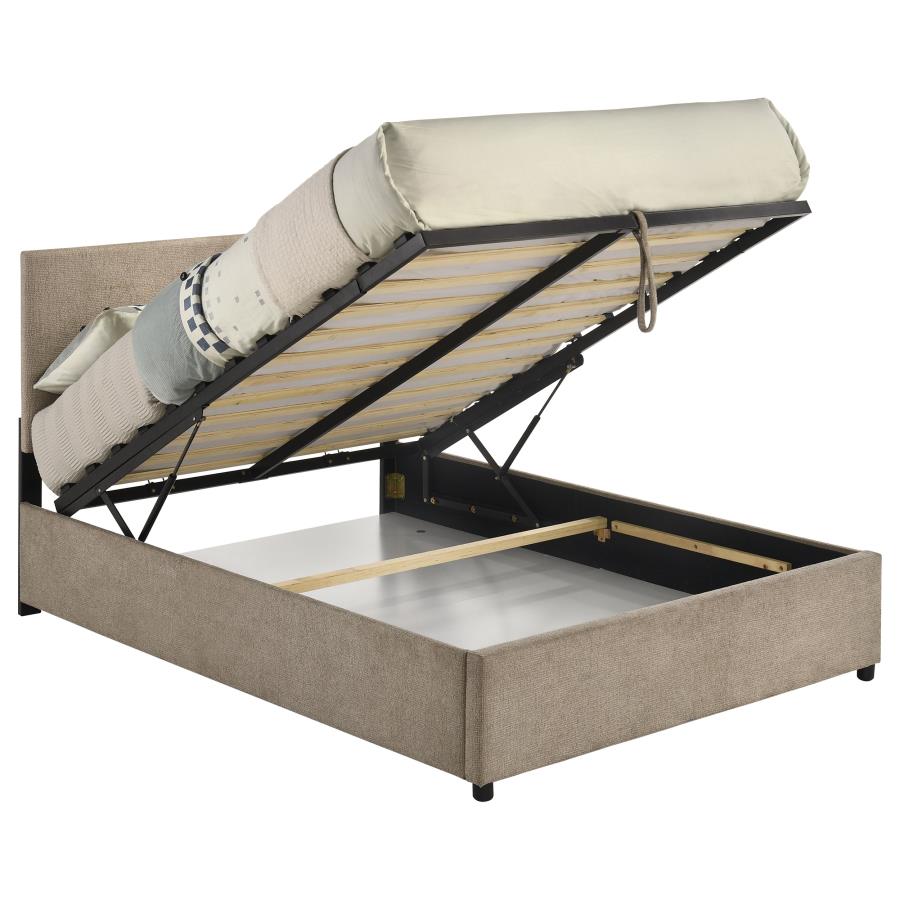 Reeves Upholstered Full Lift-Top Storage Platform Bed Tan