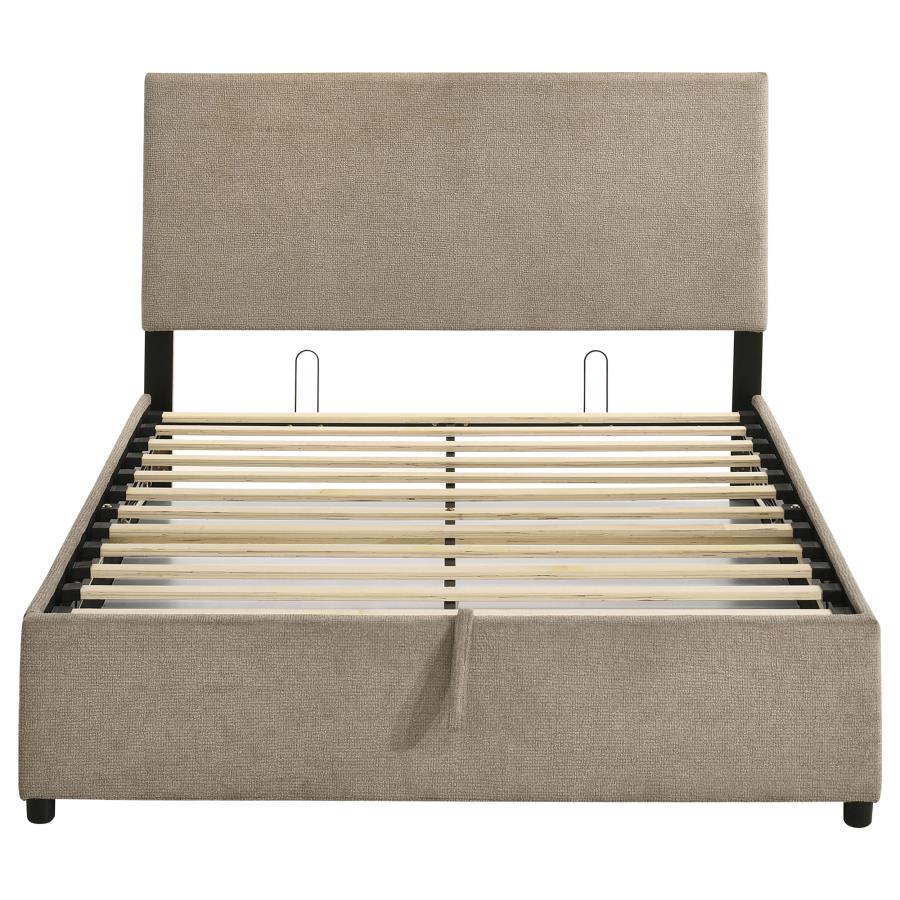 Reeves Upholstered Full Lift-Top Storage Platform Bed Tan