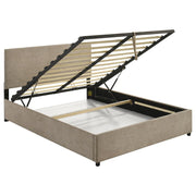 Reeves Upholstered Queen Lift-Top Storage Platform Bed Tan