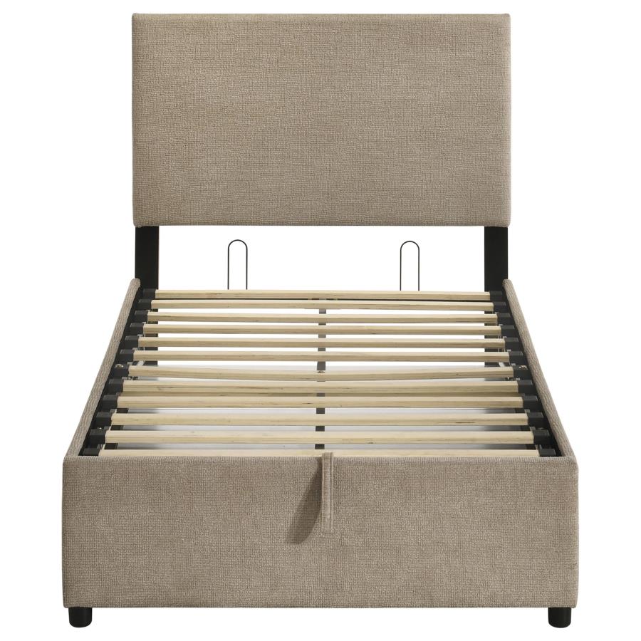 Reeves Upholstered Twin Lift-Top Storage Platform Bed Tan