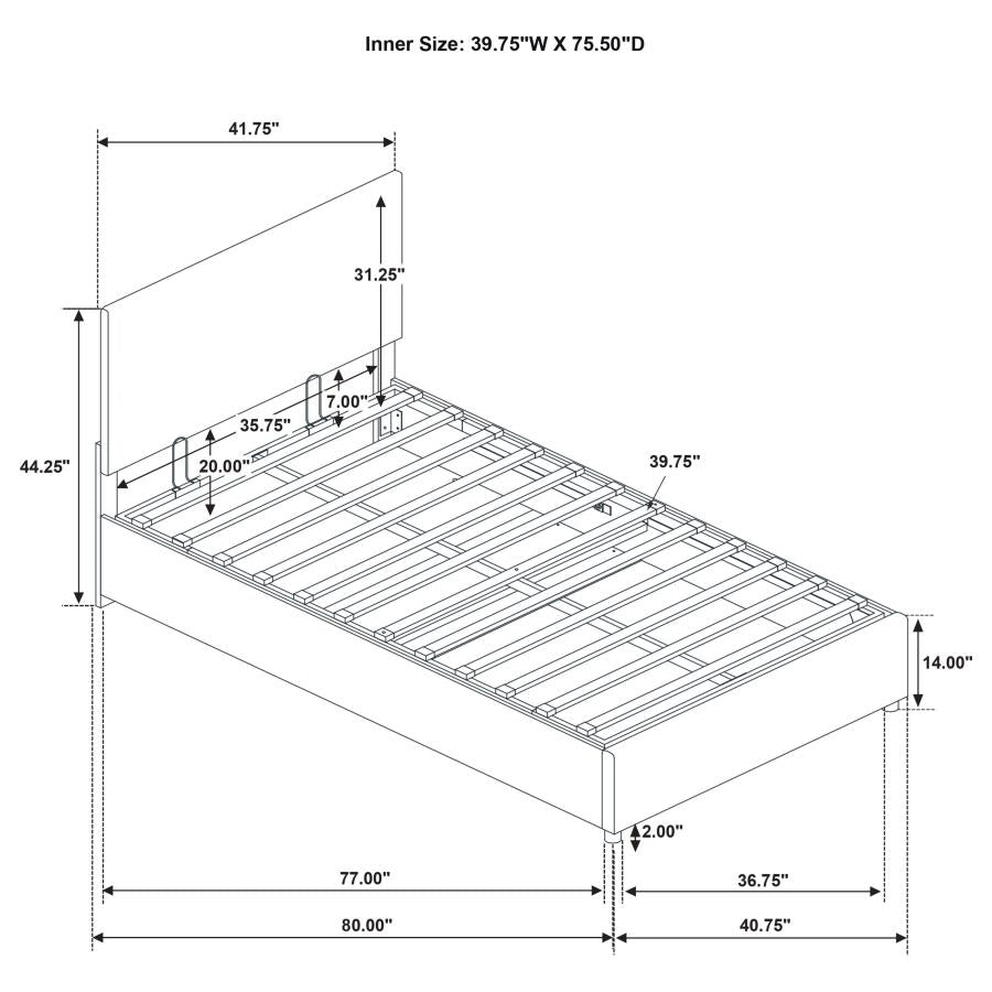 Reeves Upholstered Twin Lift-Top Storage Platform Bed Tan