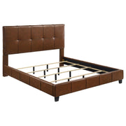 Farrell Eastern King Faux Leather Upholstered Panel Bed Brown