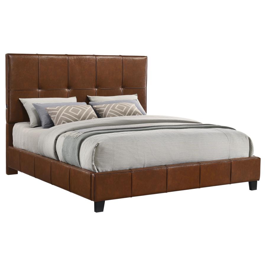 Farrell California King Faux Leather Panel Bed Brown