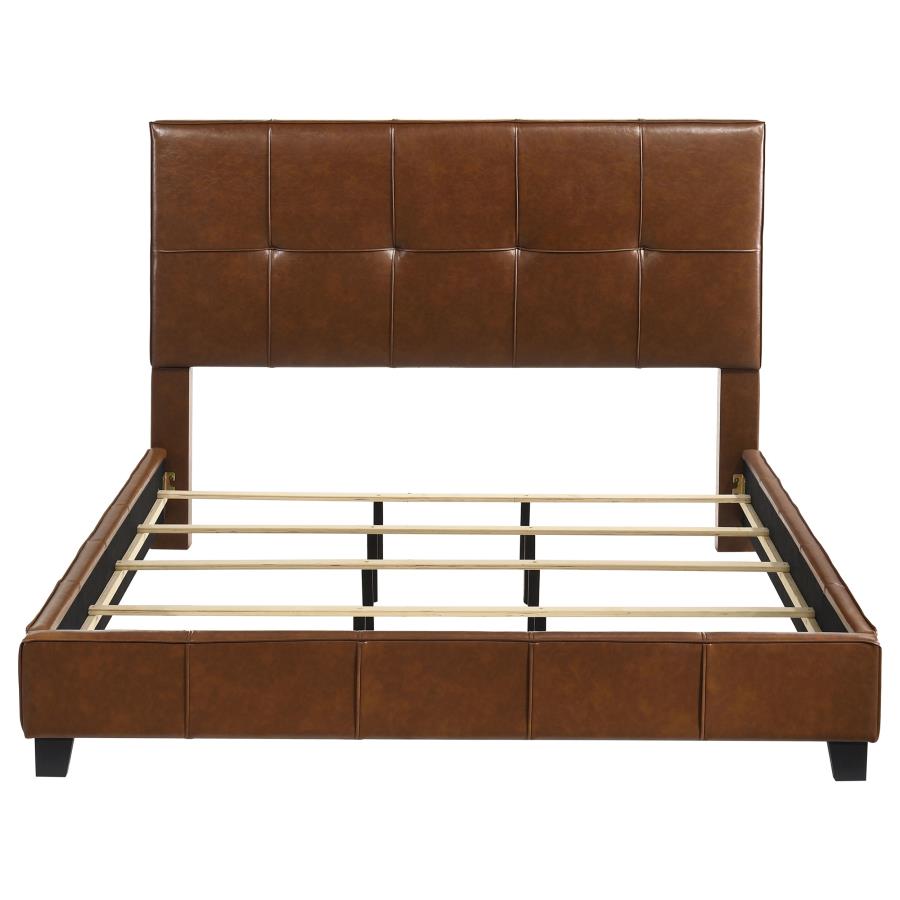 Farrell California King Faux Leather Panel Bed Brown