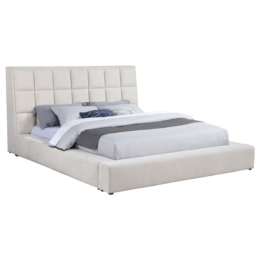 Dreux Upholstered California King Panel Platform Bed Cream
