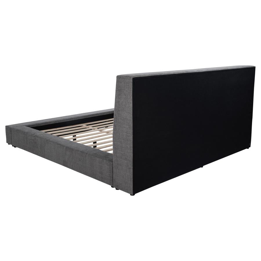 Dreux Upholstered Eastern King Panel Platform Bed Grey