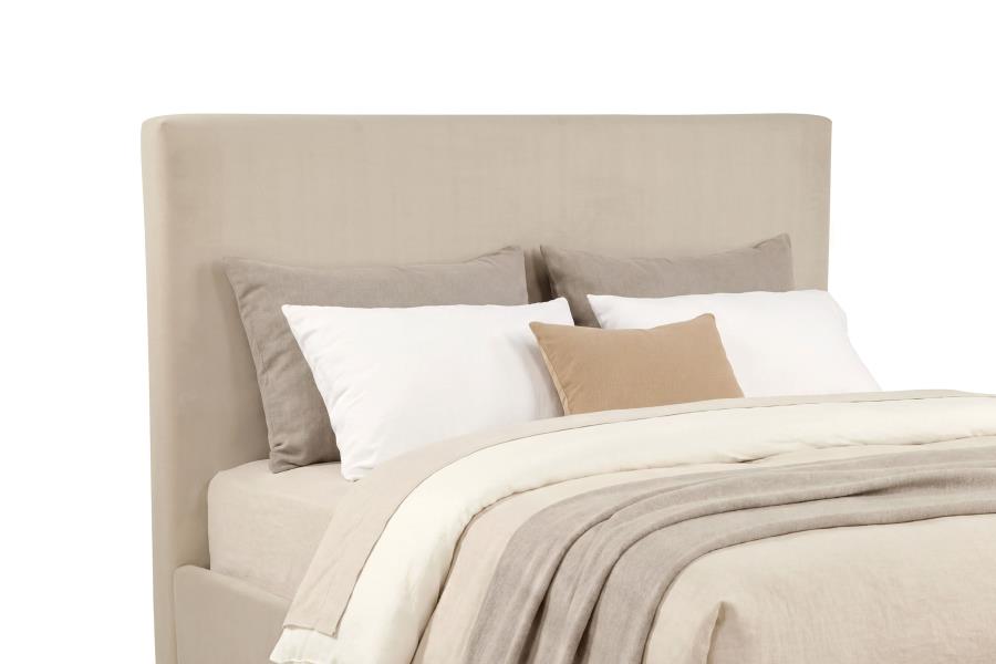 Knox Eastern King Fabric Upholstered Platform Bed Khaki