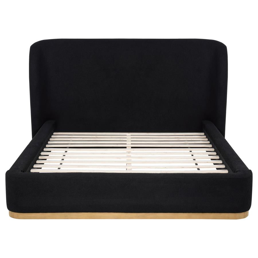 Blaire Upholstered California King Wingback Platform Bed Black