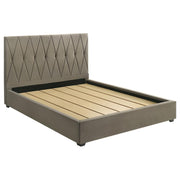 Delsea Upholstered Eastern King Panel Platform Bed Light Brown