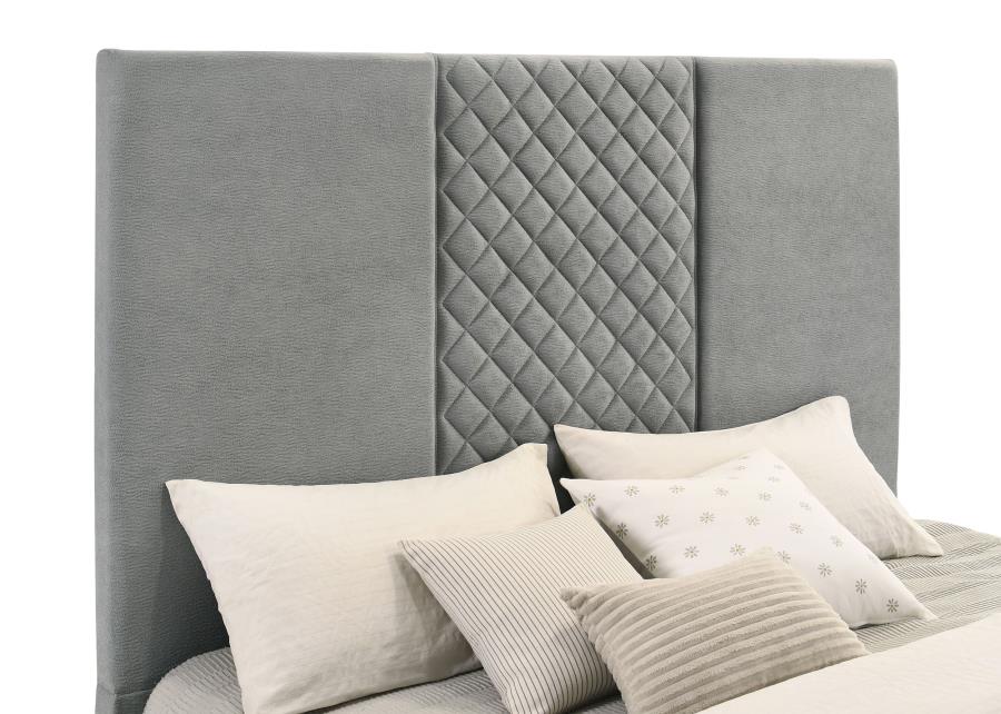 Tara 61-inch Upholstered Queen Panel TV Bed Grey