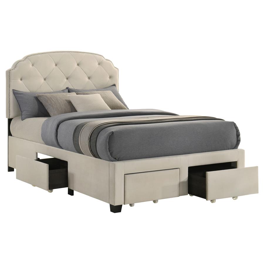 Marianna 4-drawer Upholstered Full Storage Bed Cream