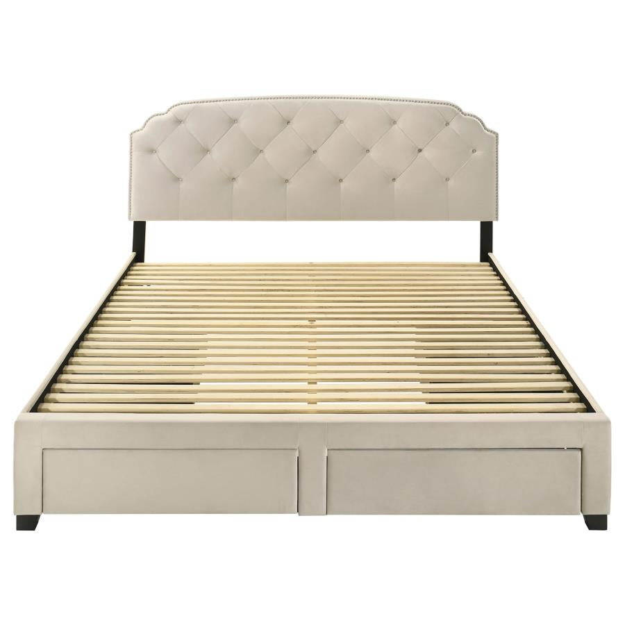 Marianna 4-drawer Upholstered Eastern King Storage Bed Cream