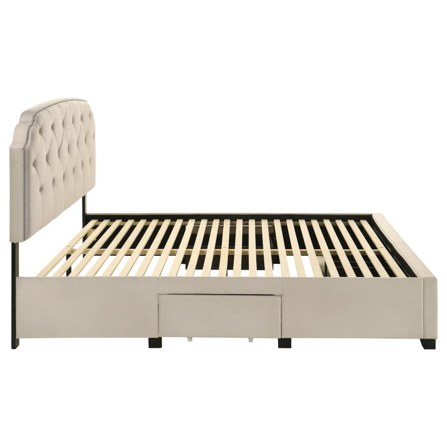 Marianna 4-drawer Upholstered Eastern King Storage Bed Cream