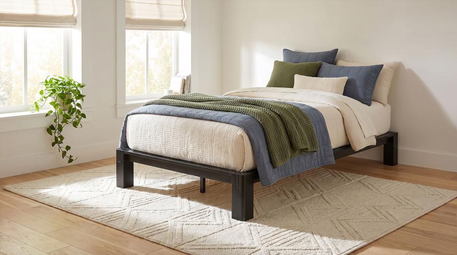 Gislen Twin Easy Assembly Wood Platform Bed Black