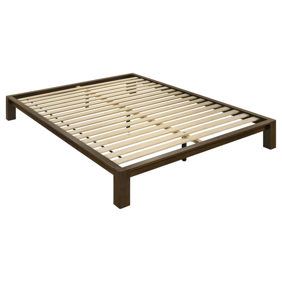 Gislen Eastern King Easy Assembly Wood Platform Bed Walnut