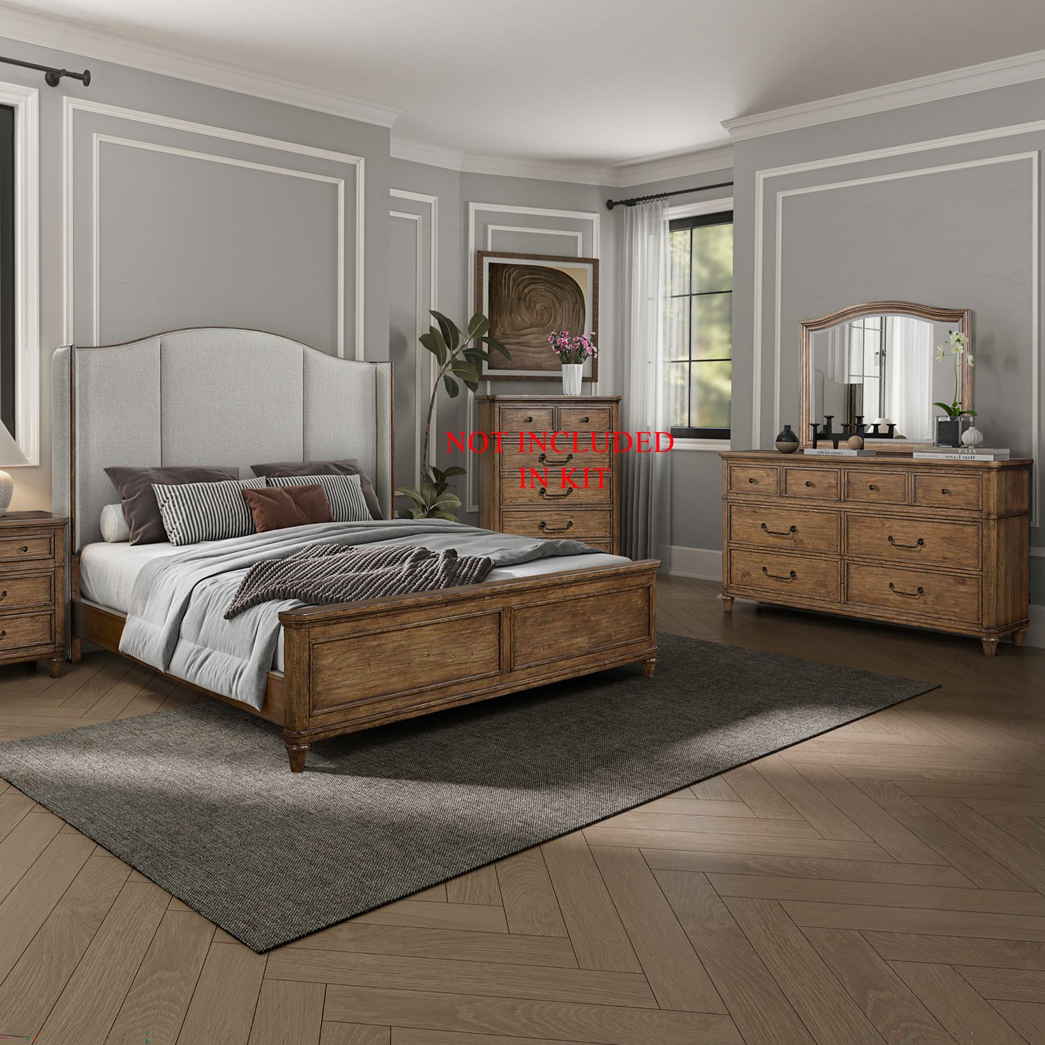 Harrison Heights King Shelter Bed, Dresser & Mirror