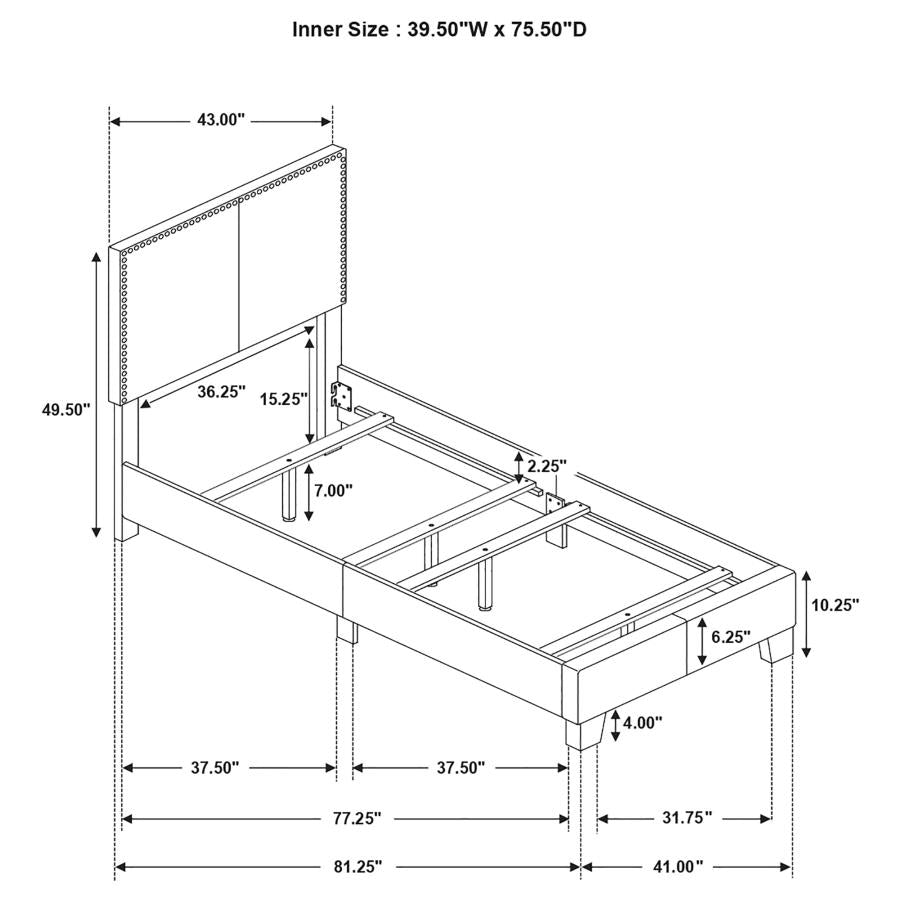 Boyd Upholstered Twin Panel Bed Ivory