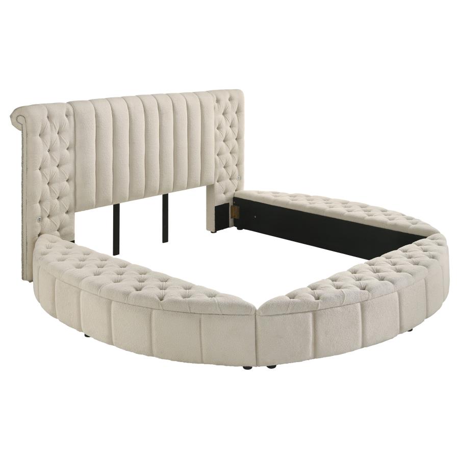 Sonya 5-piece Upholstered Eastern King Bedroom Set Ivory