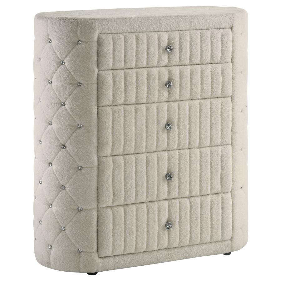 Sonya 5-piece Upholstered Eastern King Bedroom Set Ivory