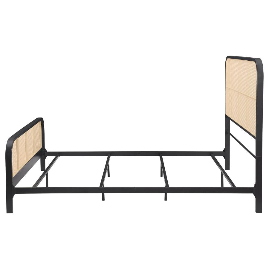 Lanewood Open Cane Webbing Metal Queen Bed Black