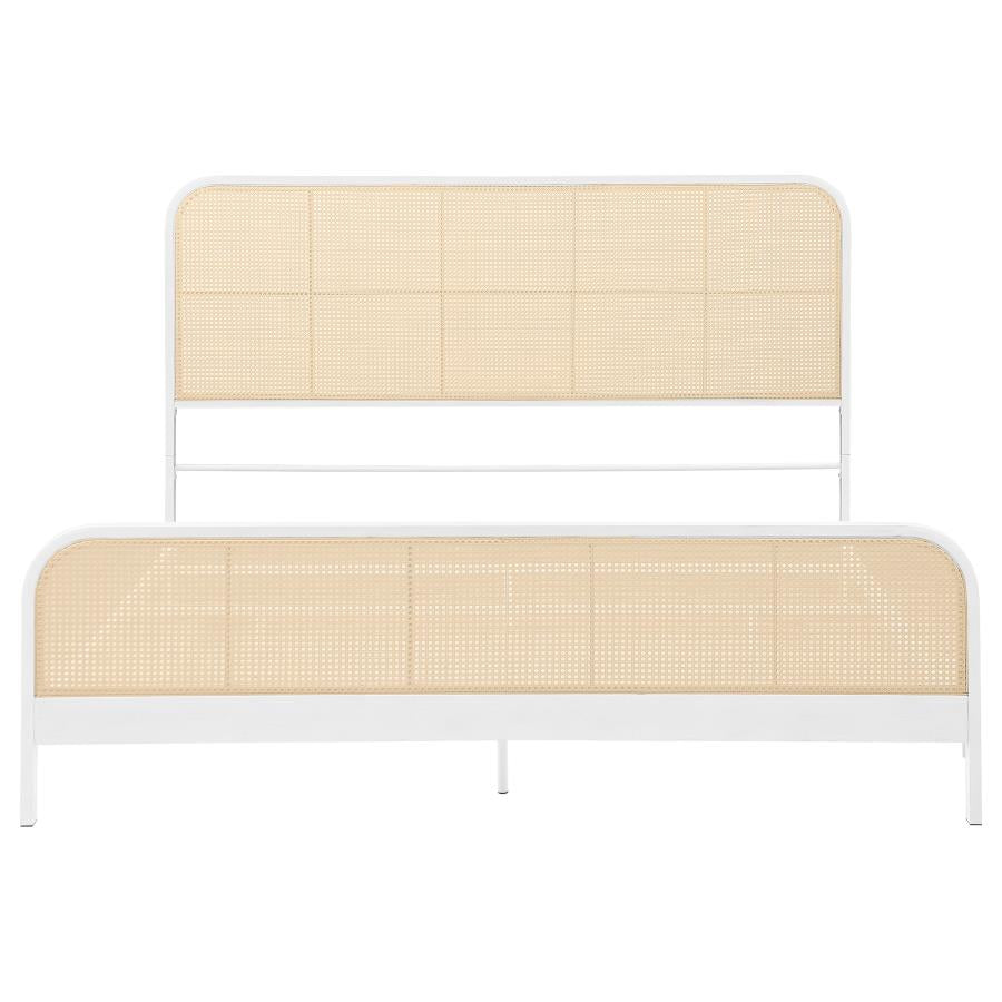 Lanewood Open Cane Webbing Metal Eastern King Bed White