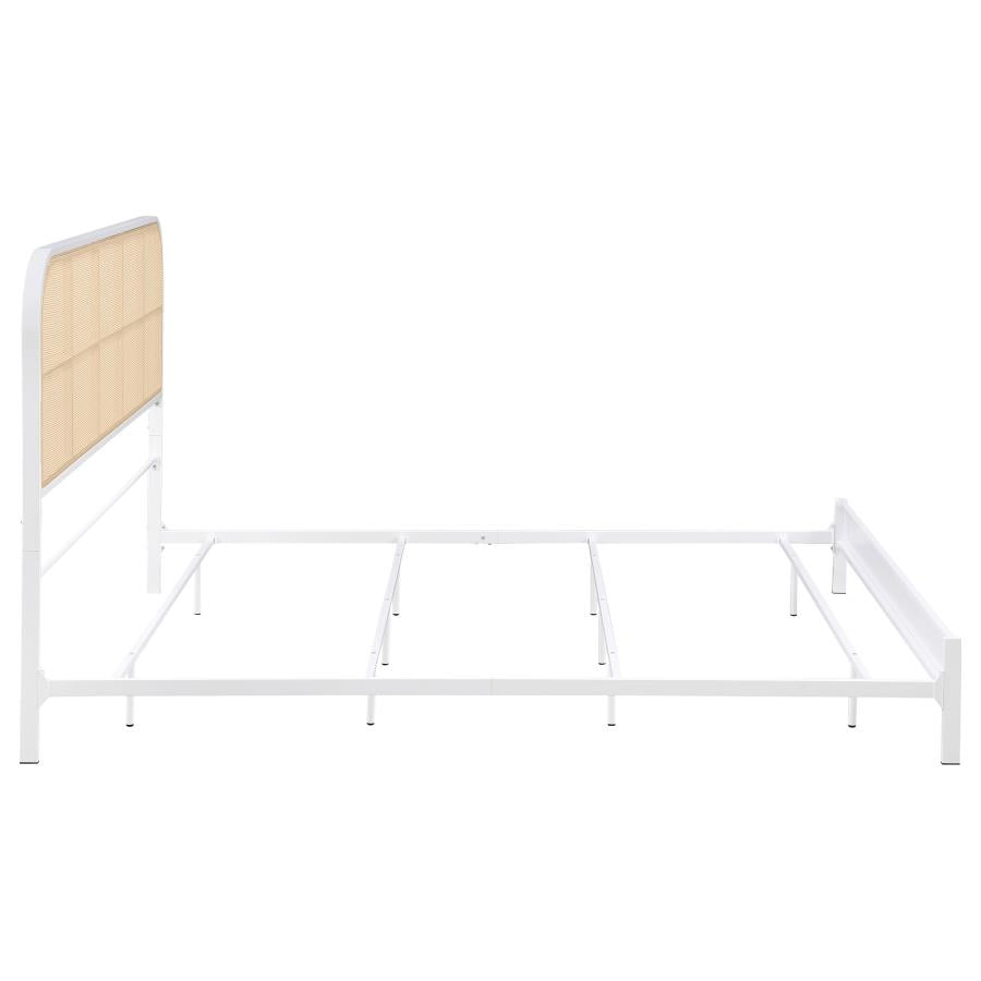 Amherst Radio Weave Rattan Metal Eastern King Bed White