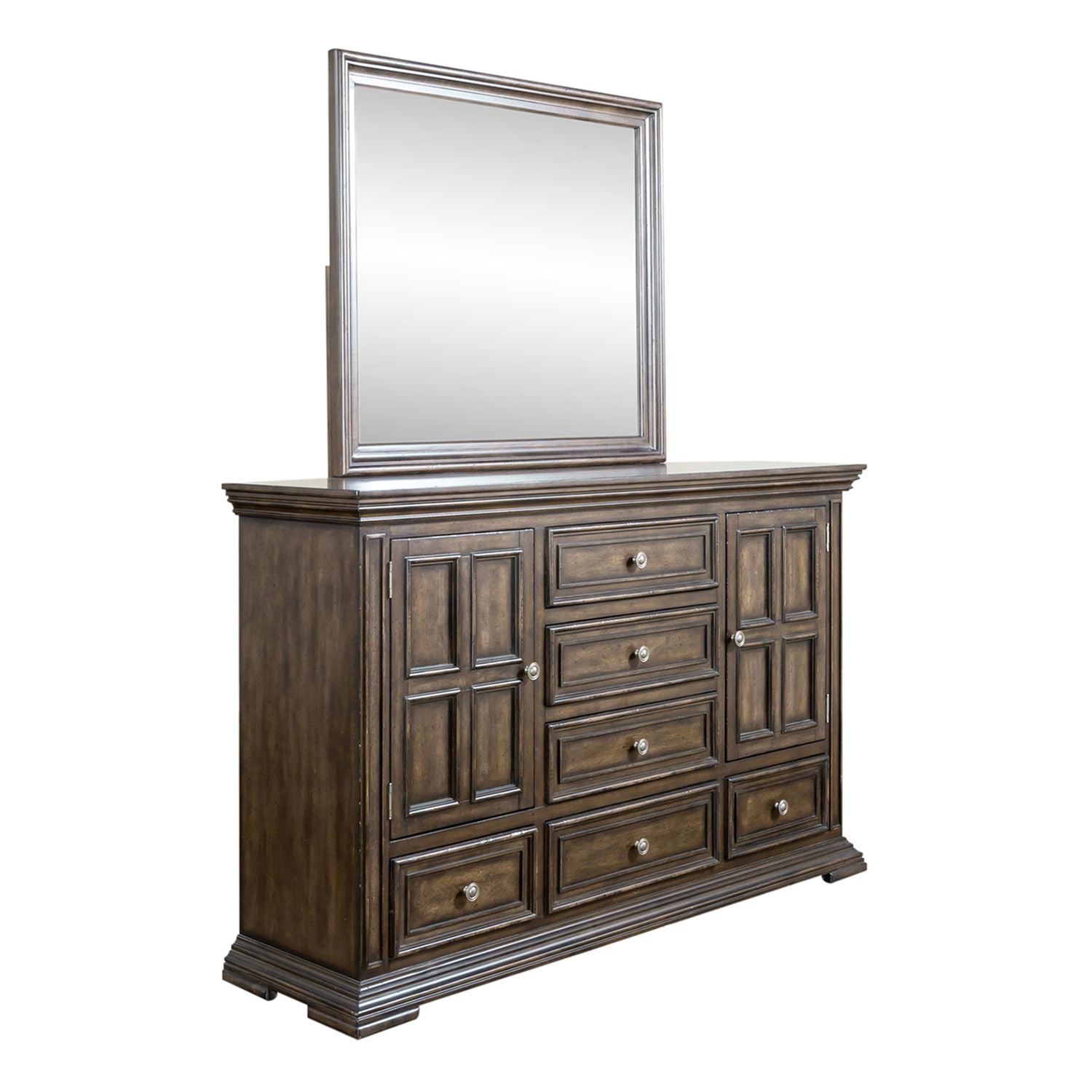 Big Valley King Panel Bed, Dresser & Mirror, Chest, Nightstand