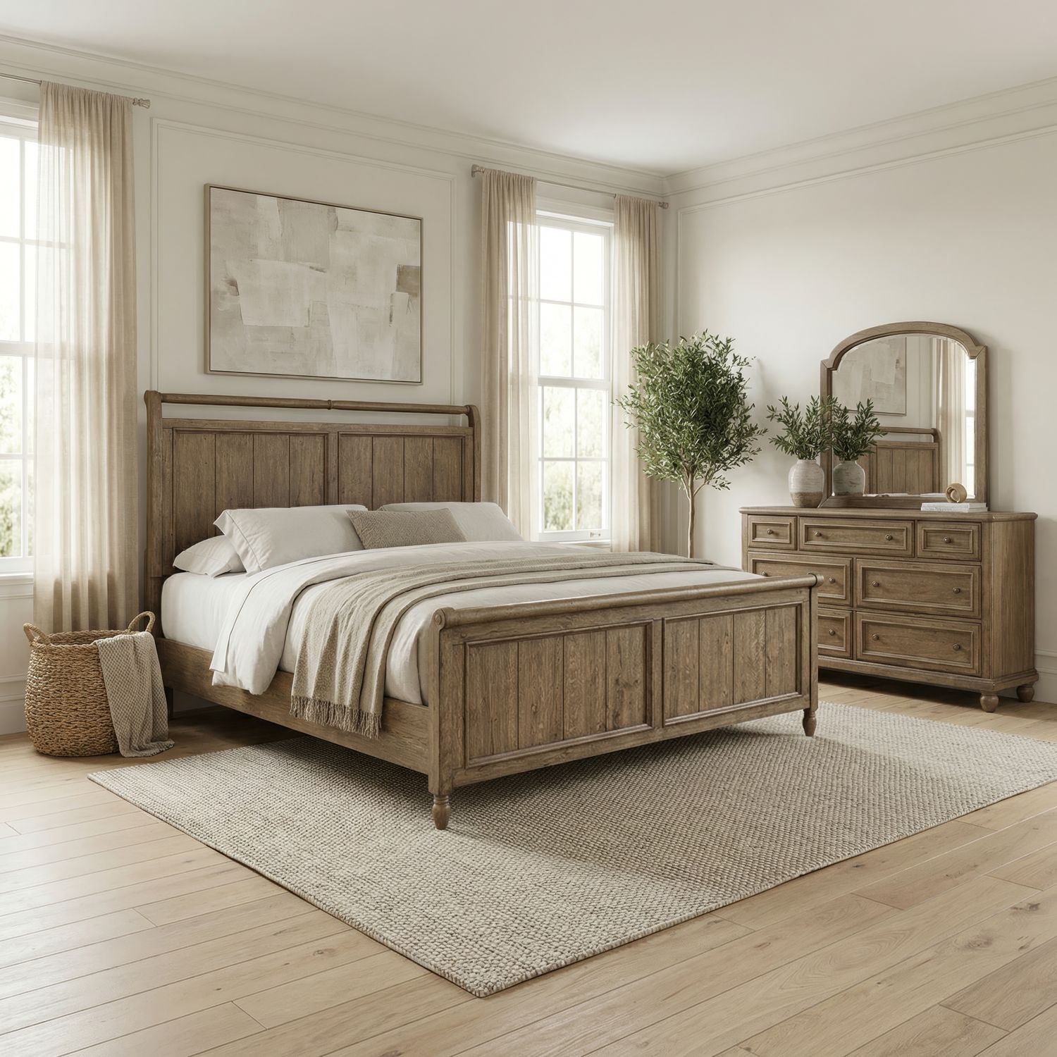 Homestead Haven King Sleigh Bed, Dresser & Mirror