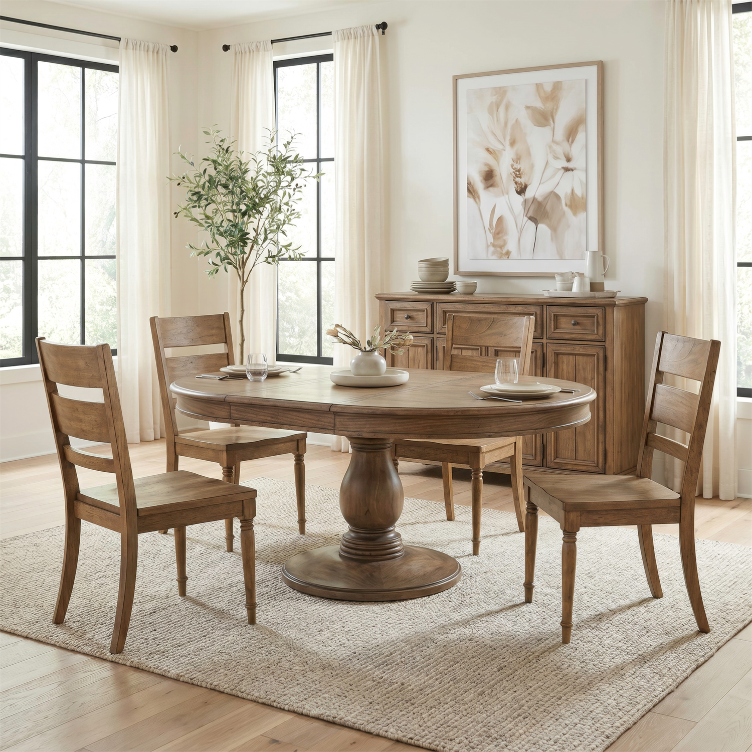 Homestead Haven 5 Piece Pedestal Table Set
