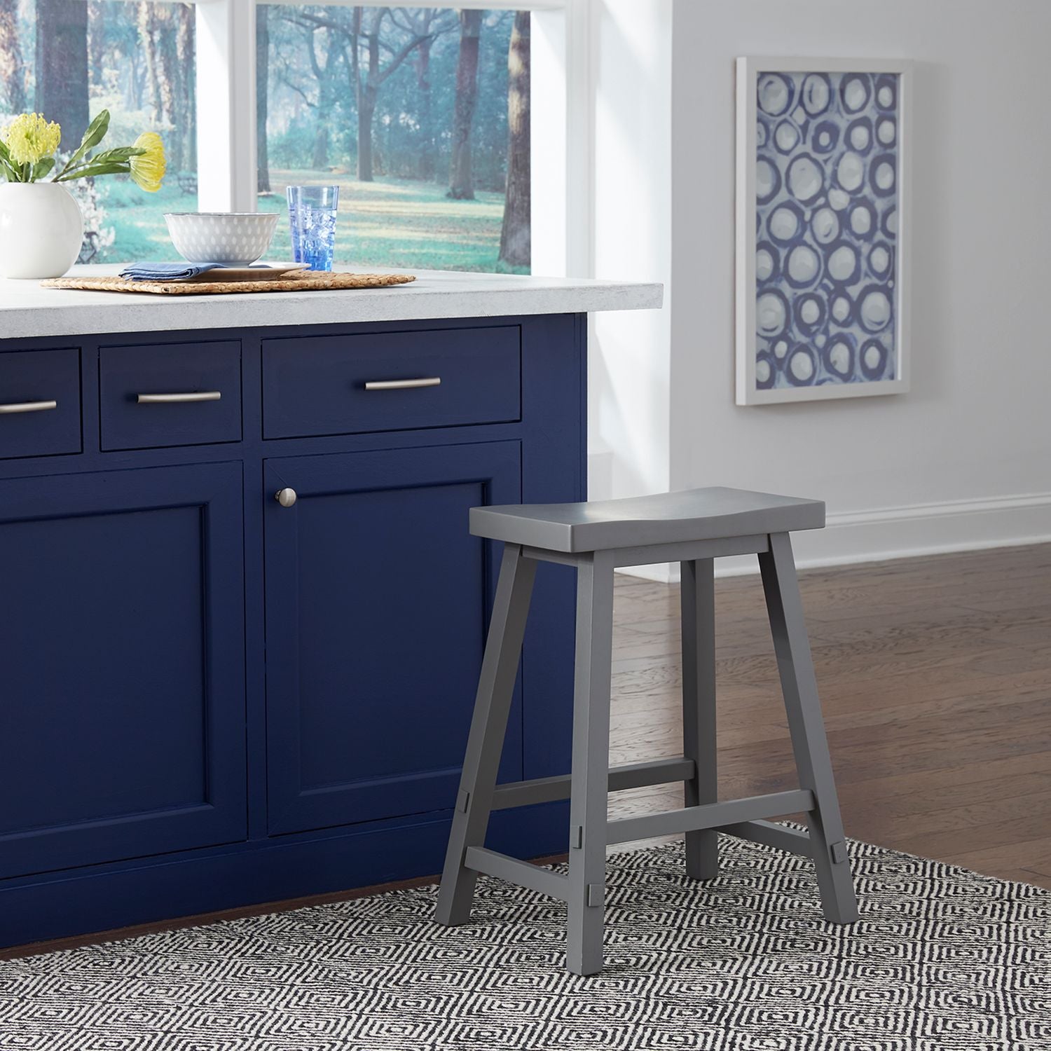Creations 24 Inch Sawhorse Counter Stool- Gray
