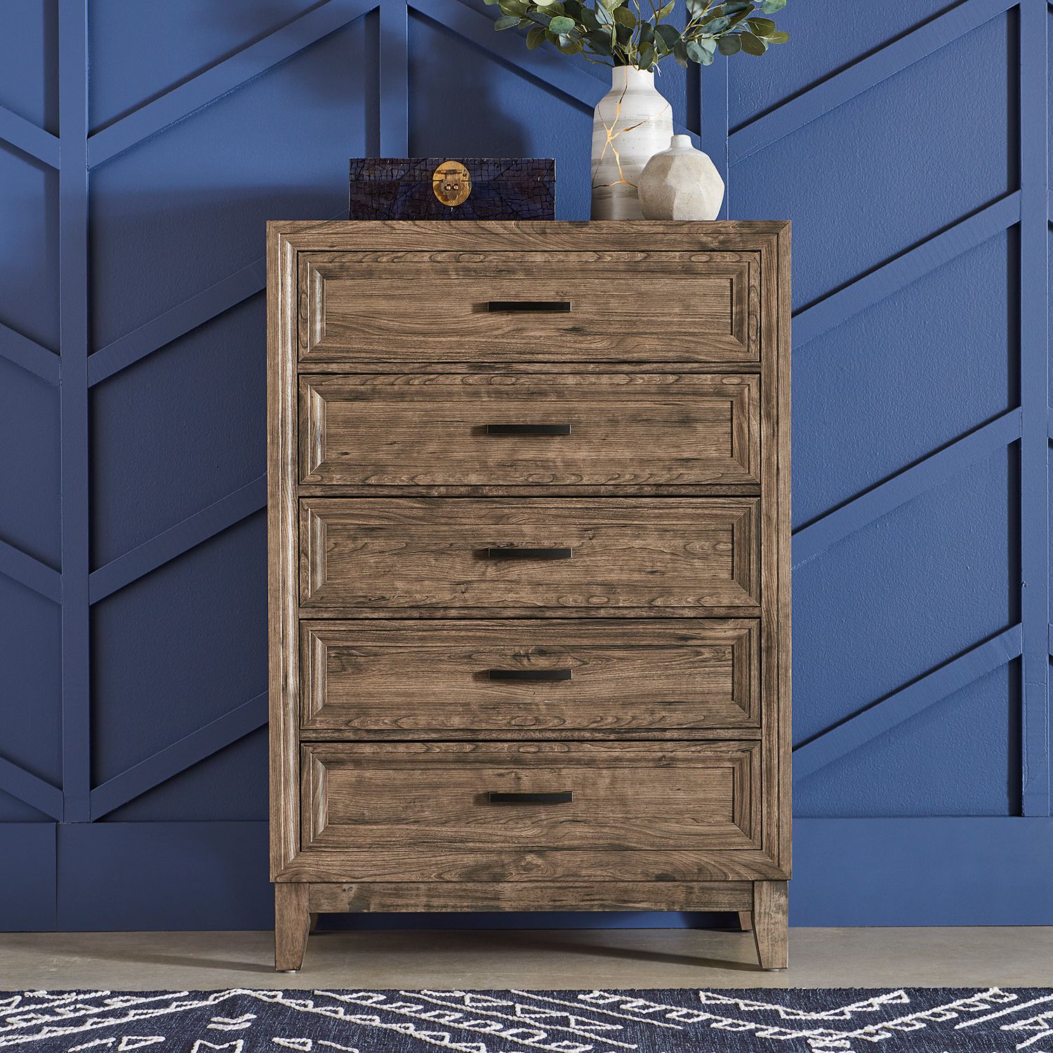 Ridgecrest King California Panel Bed, Dresser & Mirror, Chest