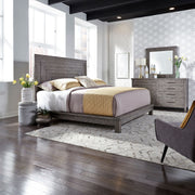Modern Farmhouse King California Platform Bed, Dresser & Mirror