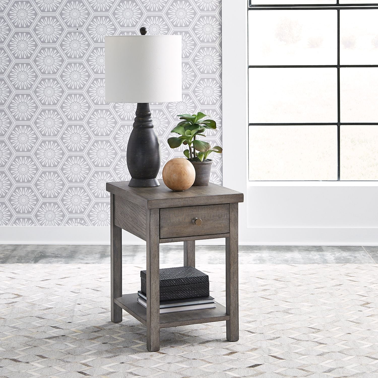 Modern Farmhouse Drawer Chair Side Table