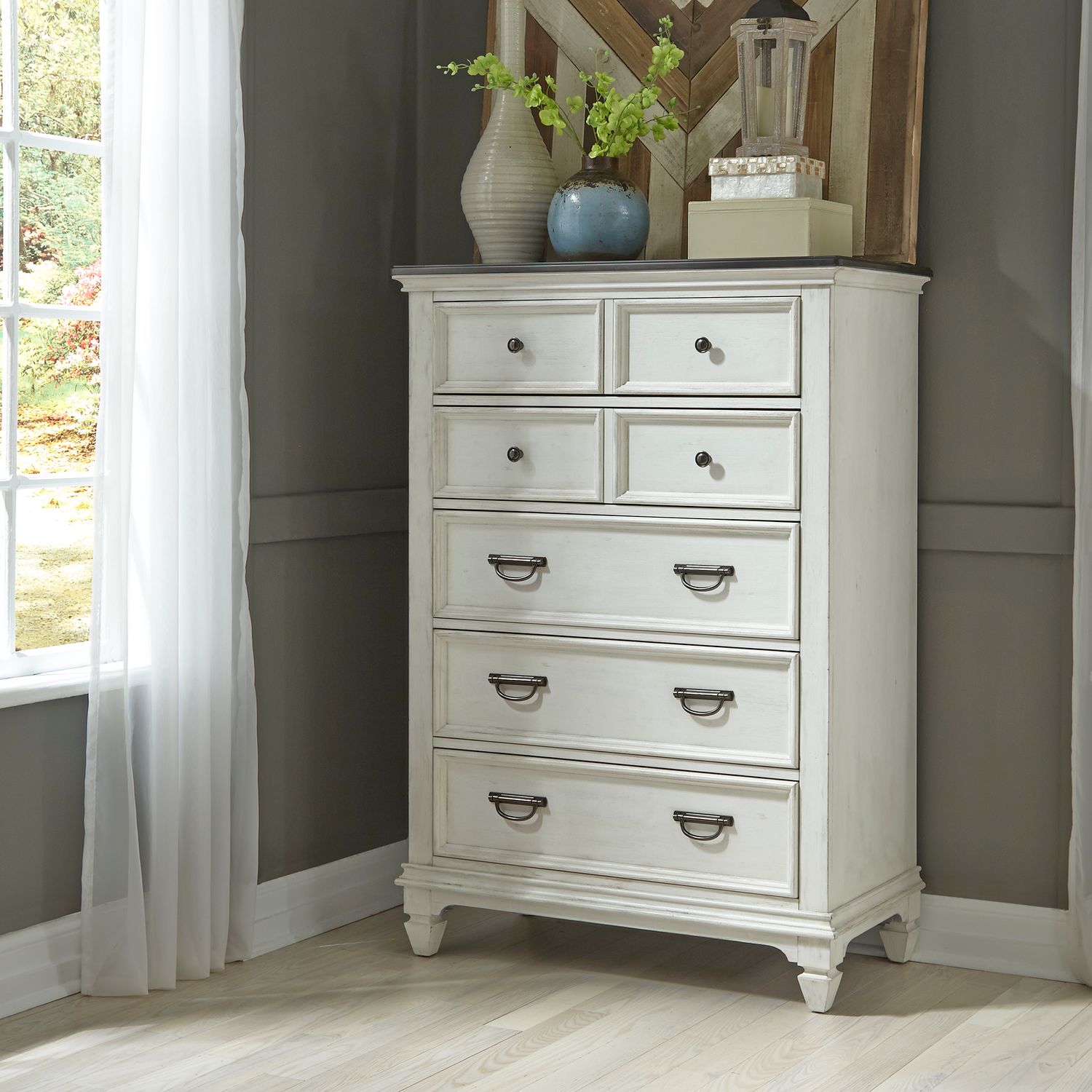 Allyson Park King Panel Bed, Dresser & Mirror, Chest, Nightstand