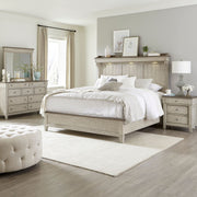 Ivy Hollow Queen Mantle Bed, Dresser & Mirror, Nightstand