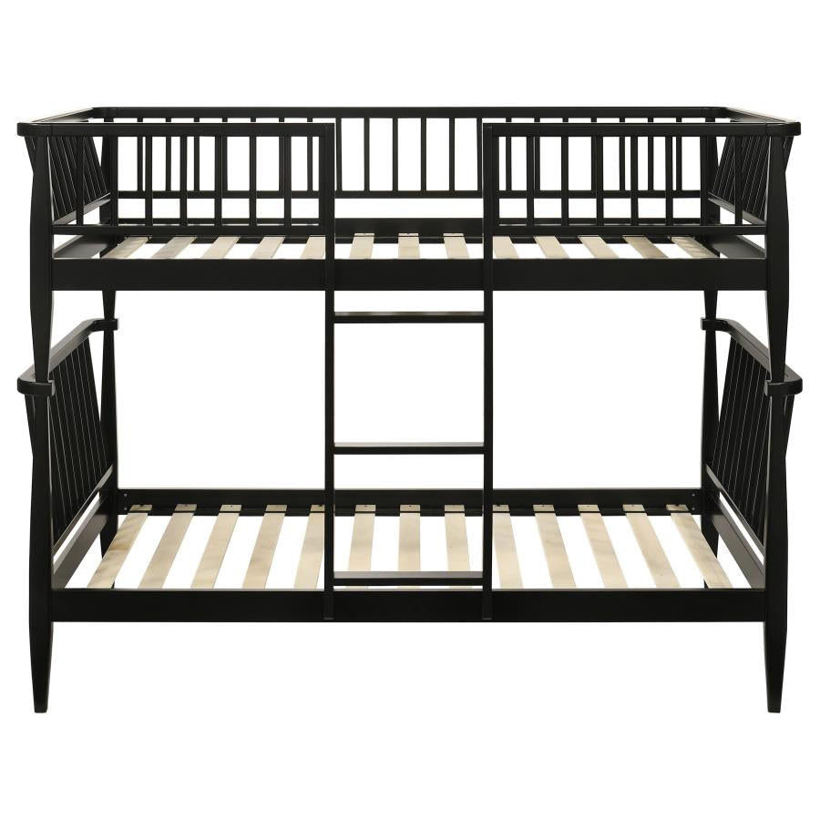 Abram Windsor Twin Over Twin Wood Bunk Bed with Ladder Black