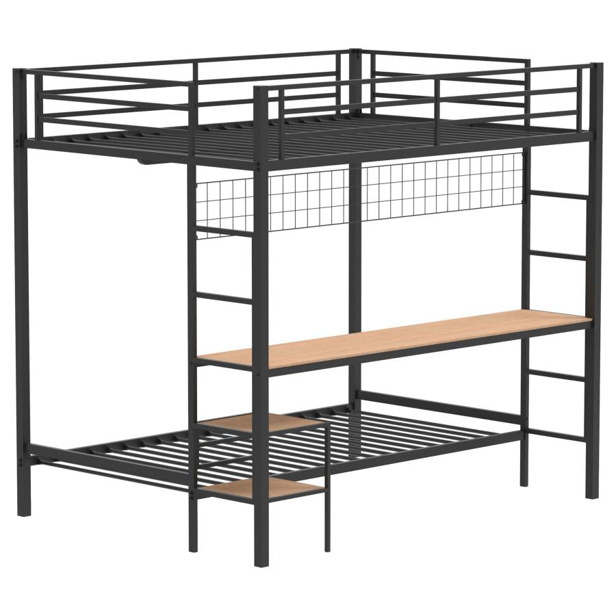 Bettoni Full-Over-Twin Workstation Bunk Bed Matte Black