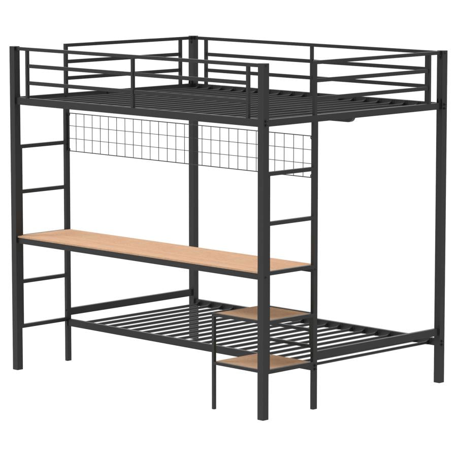 Bettoni Full-Over-Twin Workstation Bunk Bed Matte Black