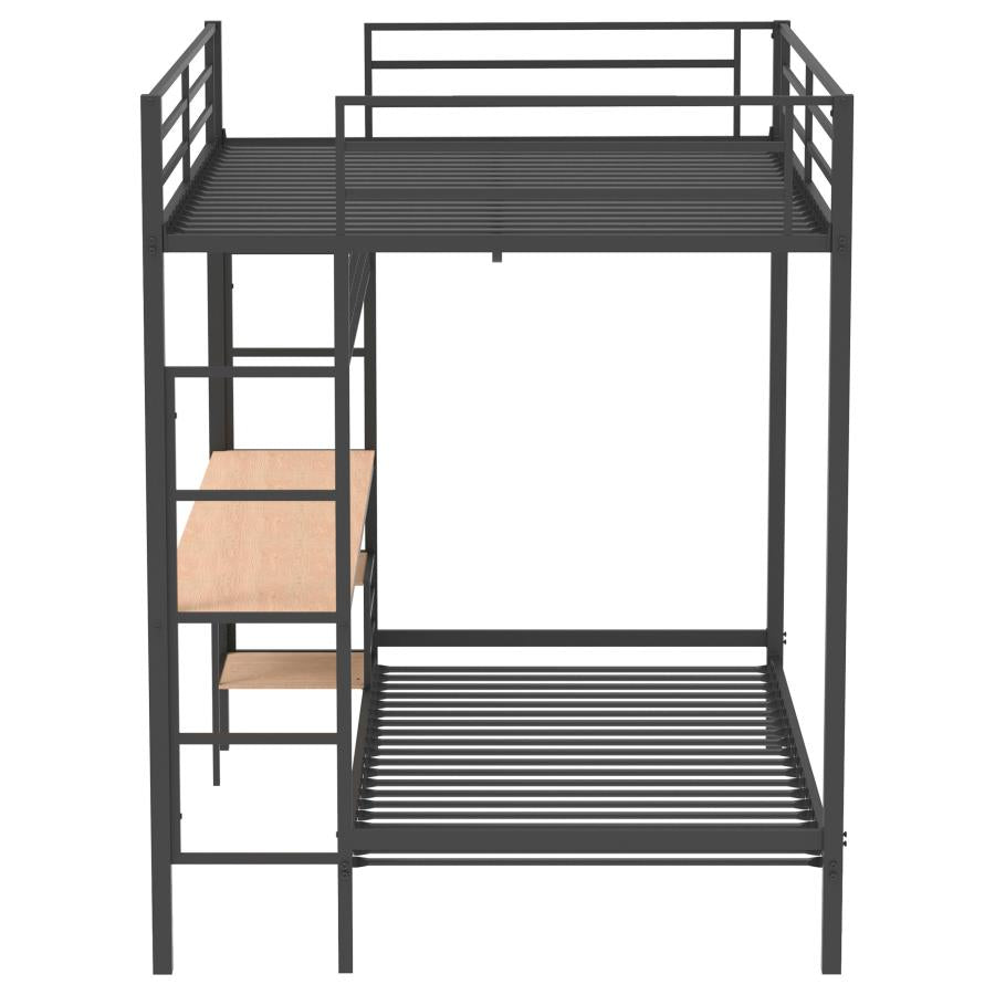 Bettoni Full-Over-Twin Workstation Bunk Bed Matte Black