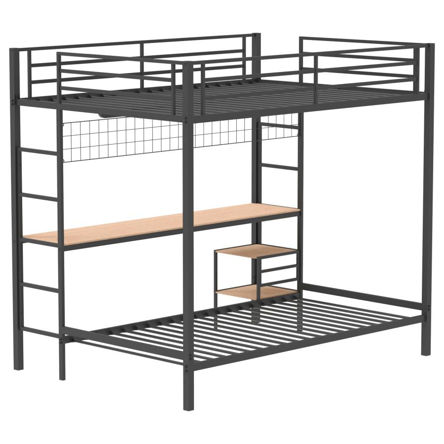 Bettoni Full-Over-Twin Workstation Bunk Bed Matte Black