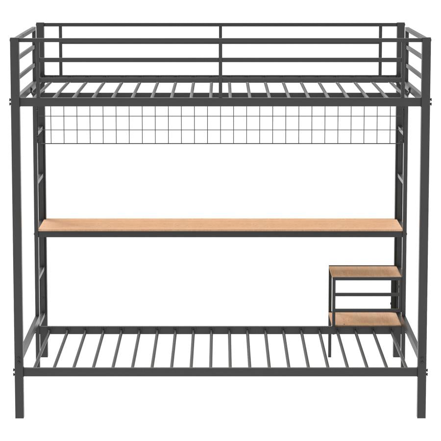 Bettoni Full-Over-Twin Workstation Bunk Bed Matte Black
