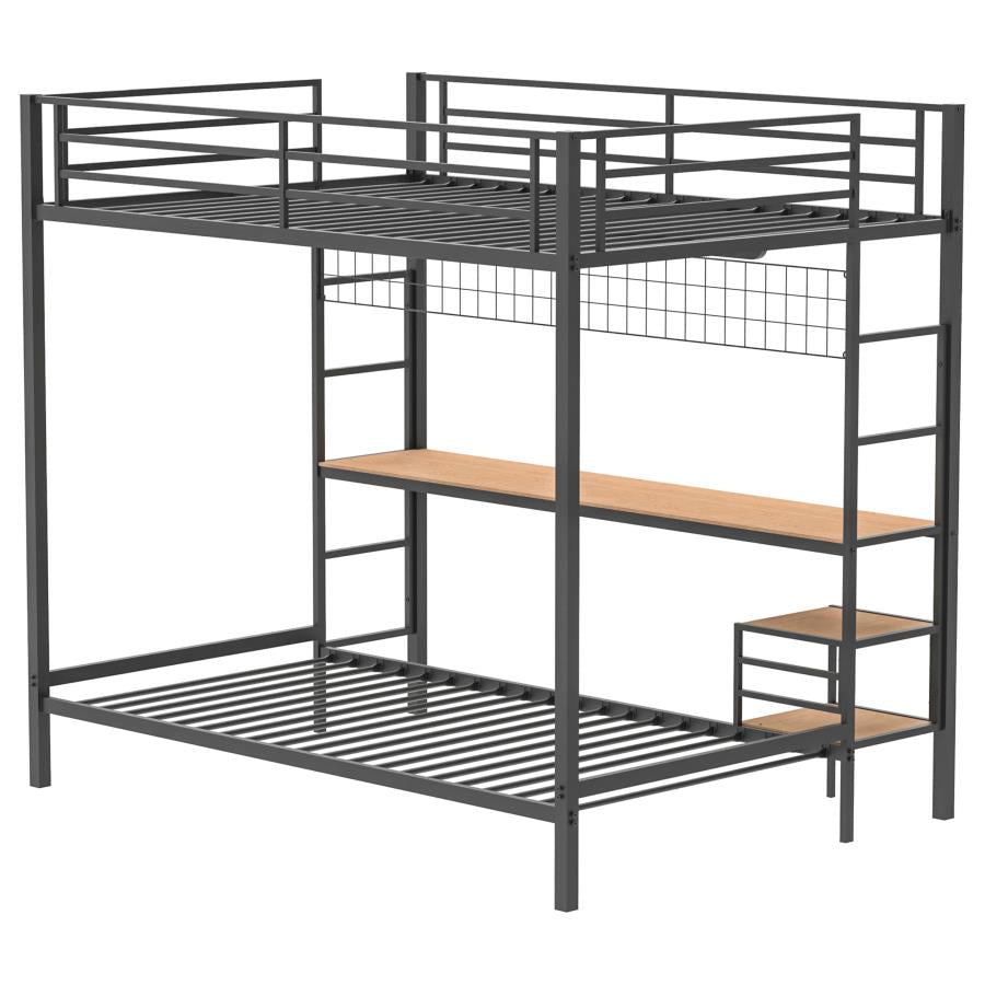 Bettoni Full-Over-Twin Workstation Bunk Bed Matte Black